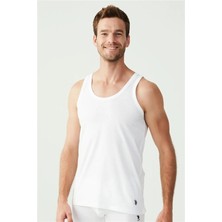 Erkek 2 Li Coton Beyaz Atlet 80188