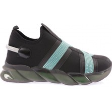 DGN 310 Kadin Kalin Taban Silver Taşli Sneakers Ayakkabi