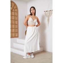 Darlin Moda Ekru Astarlı Etek DM2006