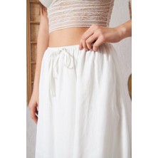 Darlin Moda Ekru Astarlı Etek DM2006
