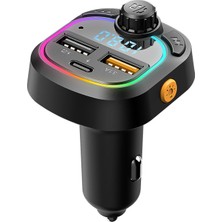 Hytech Siyah HY-XCB45 5V 3.1A / 5V 1A Rainbow Işıklı LED Ekran Mp3 Tf+Usb+Fm Bluetooth Fm Transmitter