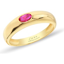 ÇGK KUYUMCULUK Kırmızı Taşlı Altın Yüzük CGKYZK0101