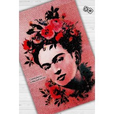 Homshtag Frida'nın Çiçekleri Dokuma Tabanlı Yıkanabilir Kaymaz Sanat Sever Halısı