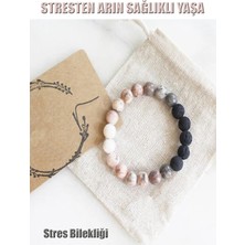 NehirTaş Sertifikalı   Doğaltaş Stres Tılsım Bilekliği ( Pembe Kuvars - Lav - Jasper )