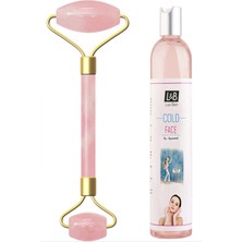 NehirTaş Sertifikalı   Doğal Çift Taraflı Pembe Kuvars Taşı Masaj Aleti + 400 ml Luis Bien Cold Face Bitkisel Buz Yöntemi