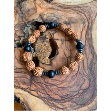 NehirTaş Sertifikalı   Rudraksha ve Oniks Bileklik