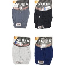 Seher Yıldızı 6 Lı Paket Seher Yıldızı Pamuklu Penye Düğmeli Erkek Boxer 0008