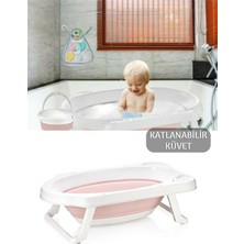 Katlanır Bebek Küveti - Akordiyon Çocuk Banyo Küveti Pembe