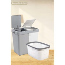 Jet’s Home Çeyiz Seti 80 Lt Kirli Sepeti 20 Lt Çamaşır Selesi Gri Çamaşır Sepeti