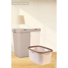 Jet’s Home Çeyiz Seti 80 Lt Kirli Sepeti 20 Lt Çamaşır Selesi Bej Çamaşır Sepeti