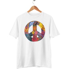 Playbackmoda Renkli Peace Logo Baskılı Tişört