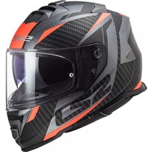 Ls2 Storm Racer Mat Tıtanıum - Turuncu Kapalı Kask