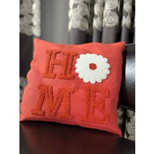 İzmit Çınar Kadın Kooperatifi Home Papatya Desenli Punch Panç Işlemeli Yeşil Kırlent Kılıfı (42X42CM)