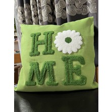 İzmit Çınar Kadın Kooperatifi Home Papatya Desenli Punch Panç Işlemeli Yeşil Kırlent Kılıfı (42X42CM)