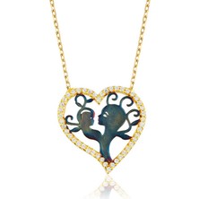 Stil Love Gümüş Kalpli Anne Çocuk Kolyesi