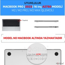 Novstrap Apple Macbook Pro 2023 16 Inç M2 Pro/max A2780 ile Uyumlu Kılıf Sert Parlak Koruma Kapak