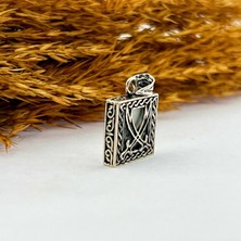 CLG Silver 925 Ayar Gümüş Kare Zülfikar Işlemeli Cevşen Kolye