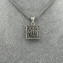 CLG Silver 925 Ayar Gümüş Kare "allah" Yazılı Ceşen Kolye