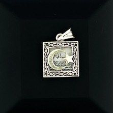 CLG Silver 925 Ayar Gümüş Kare Ay Yıldız Tasarım Cevşen Kolye Ucu