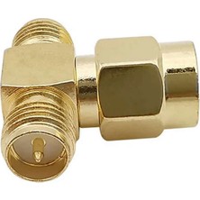 Alkatronik Sma T Soket 1x Rpsma Erkek 2x Rpsma Dişi Altın Kaplama Soket 0-6ghz Rf Wi-Fi Anten Koaksiyel