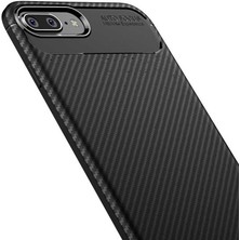 Apsuwa Iphone 8 Plus Kılıf Negro Karbon Desen Silikon + Ekran Koruyucu