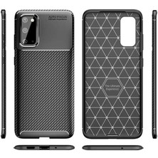 Apsuwa Samsung Galaxy S20 Kılıf Negro Karbon Desen Silikon + Ekran Koruyucu