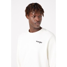 Wrangler Regular Fit Normal Kesim Pamuk Bisiklet Yaka Ekru Sweatshirt