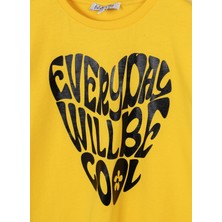 Limon Baskili Sari Kız Çocuk T-Shirt Cool Girl-23