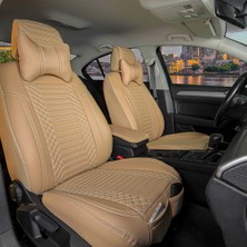 Kepmorpho 
renault Clio 4 Lüx Full Deri Oto Koltuk Kılıfı Ön Arka Takım (Giydirme Tip) Bej