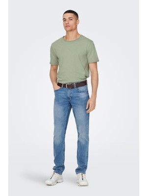 Only & Sons Erkek Onsbenne Bisiklet Yaka T-Shirt 22017822 Yeşil