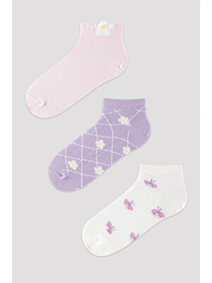 Penti Kız Çocuk Kelebek Desenli 3lü Patik Çorap
