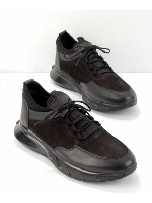 Bambi Siyah Nubuk Leather Erkek Sneaker E01811230301