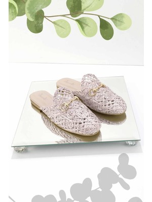 Bambi Bej Örgü  Kadın Terlik K04292766916