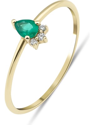 Kairos Jewelry 14 Ayar Altın Damla Zümrüt & Pırlanta Vintage Yüzük
KRS005-2-14GRZ