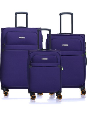 Pierre Cardin 3'lü Valiz Seti Lüx Kumaş Valiz Mor 04pc6000