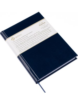 BİDEFTER Eskiz Defteri - %100 El Yapımı, El Dikişi (Iplik Dikiş) Termo Deri Ciltleme, Çizgisiz Ciltli Defter A/5 Lacivert