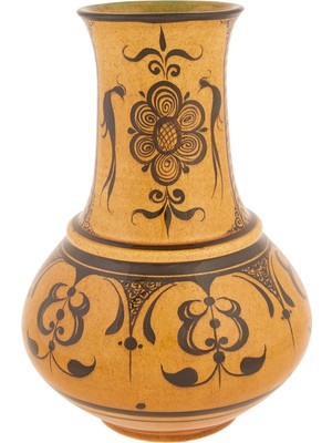 Karaca Paye Selçuklu Çini El Yapımı Vazo Sarı