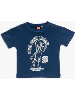 Koton Baskılı Tişört Kısa Kollu Bisiklet Yaka Pamuklu