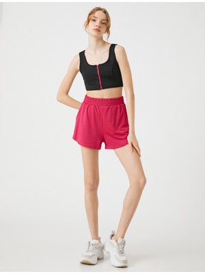 Koton Spor Şort Yüksek Bel Bol Paça Cepli