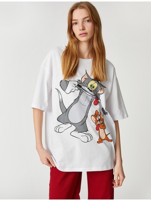 Koton Tom ve Jerry Tişört Oversize Pamuklu Lisanslı Kısa Kollu