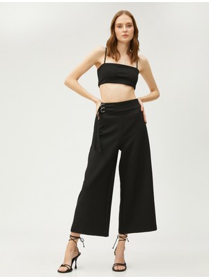 Koton Crop Pantolon Bol Paça Kemer Detaylı