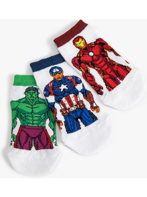 Koton 3’lü Hulk ve Iron Man Baskılı Çorap Seti Lisanslı