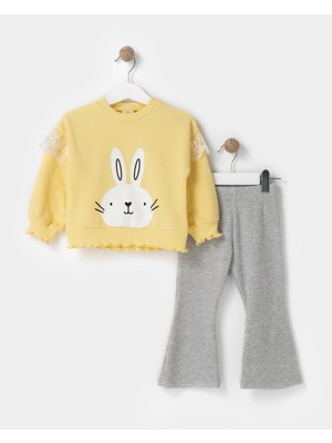 Turuncu Gardrop Turuncu Gardrop Tavşan Desen Alt Ispanyol Kız Çocuk Takım