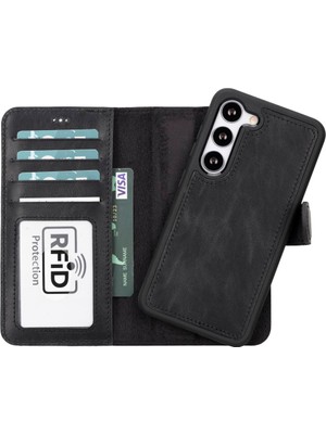 PLM Samsung Galaxy S23 Uyumlu Deri Cüzdanlı Kılıf Rst1 Siyah