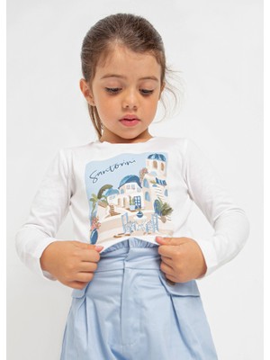 Mayoral Kız Çocuk Uzun Kol Tokalı T-Shirt Beyaz 3072