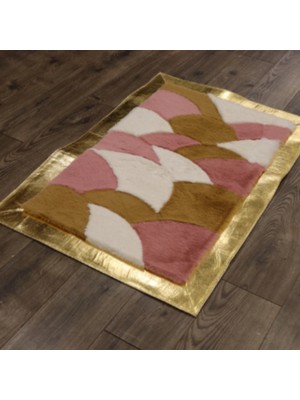 Dericibey Pembe Kahverengi Gold Bordürlü Peluş Halı 200 x 300 cm