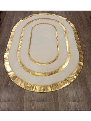 Dericibey Gold Varaklı Oval Peluş Halı & Paspas 80 x 150 cm