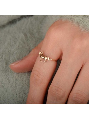 Engingold 14 Ayar Altın At Figürlü Yüzük