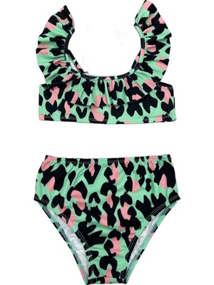 Soft and Baby Kız Çocuk Mayo Bikini Yüksek Bel Fırfırlı