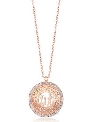 Inure Jewelry Gümüş Rose Allah Yazılı Kadın Kolye